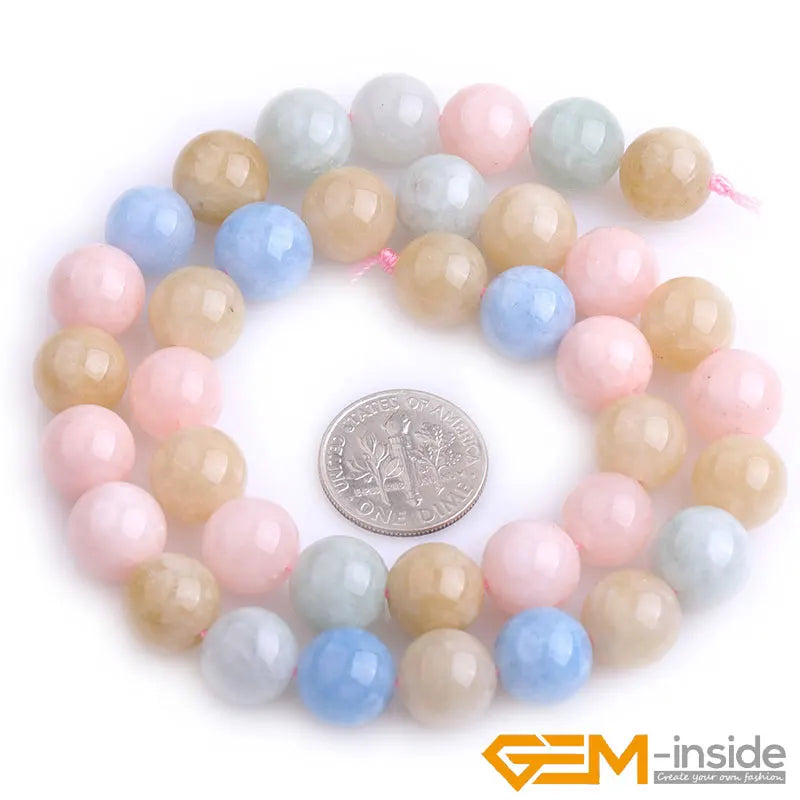 Multicolor Morganite (Morgan Jade) Round Beads – 15" Strand for DIY Jewelry Making (6mm / 8mm / 10mm) - Image 4