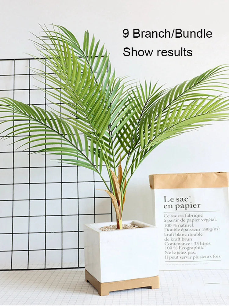 Plastic Artificial Palm Leaf Plants Green Desert Summer Decoration - Image 3