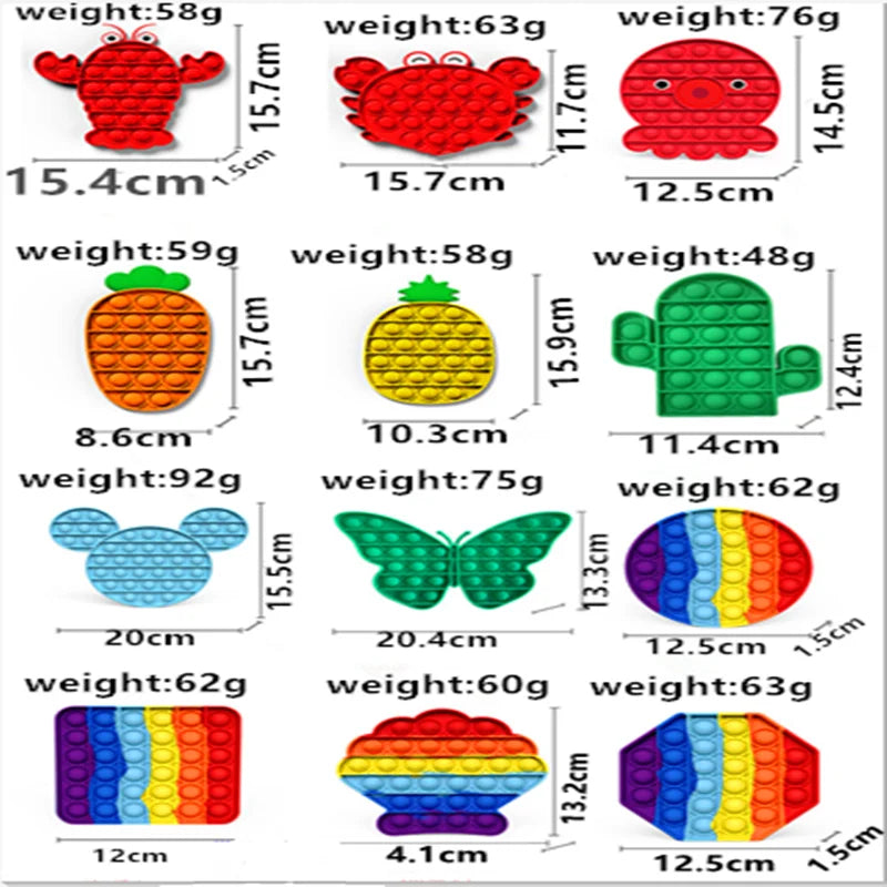 Pop Fidget Stress Reliever Toys – Rainbow Push Bubble Antistress Toy - Image 2