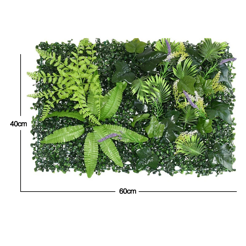 60x40cm Artificial Plant Green Wall Panel – Jungle-Style Faux Lawn for Home & Garden Decor - Image 12