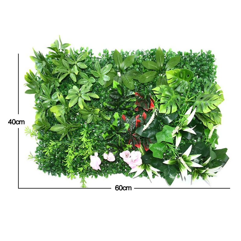 60x40cm Artificial Plant Green Wall Panel – Jungle-Style Faux Lawn for Home & Garden Decor - Image 11