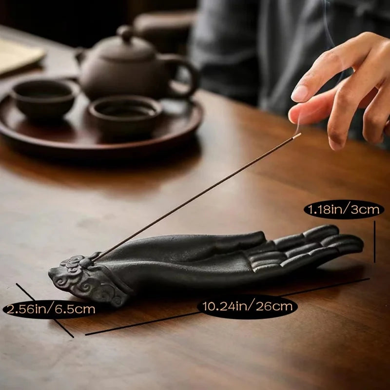 Creative Ceramic Buddha Hand Incense Holder – Spiritual Stick Burner for Home, Teahouse & Office Decor - Image 2