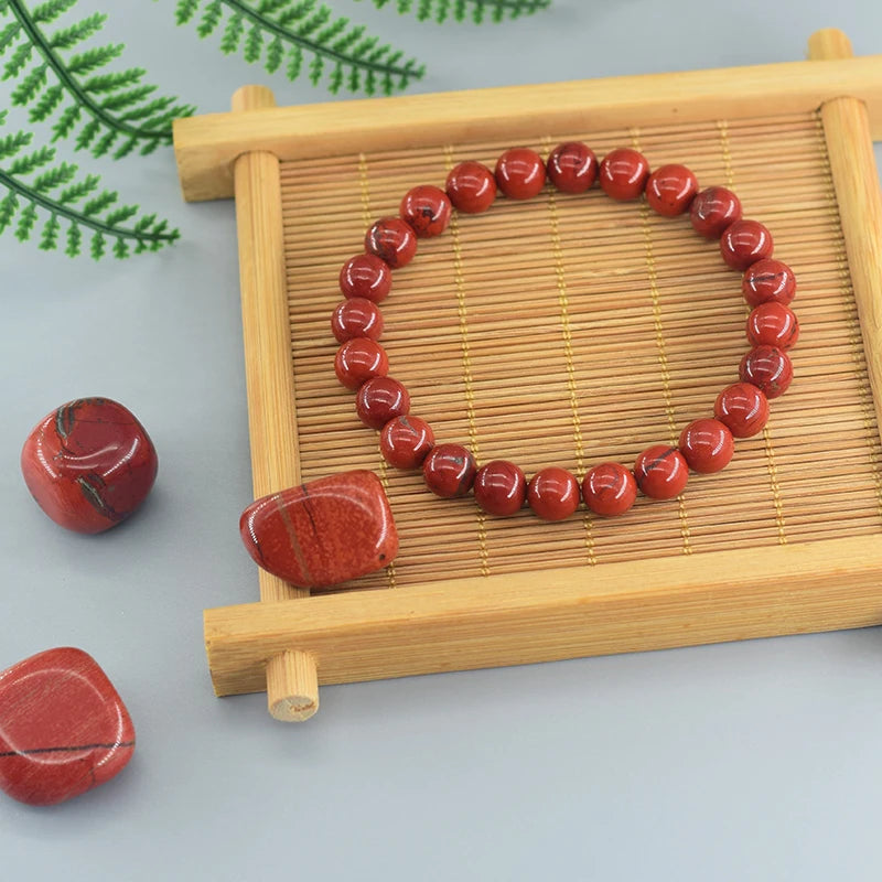 Natural Red Jasper Prayer Bead Bracelet – Stretch Rosary Jewelry for Men & Women - Image 2