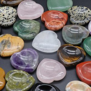 40mm Natural Crystal Heart Worry Stone – Healing Massage Tool & Jewelry Accessory