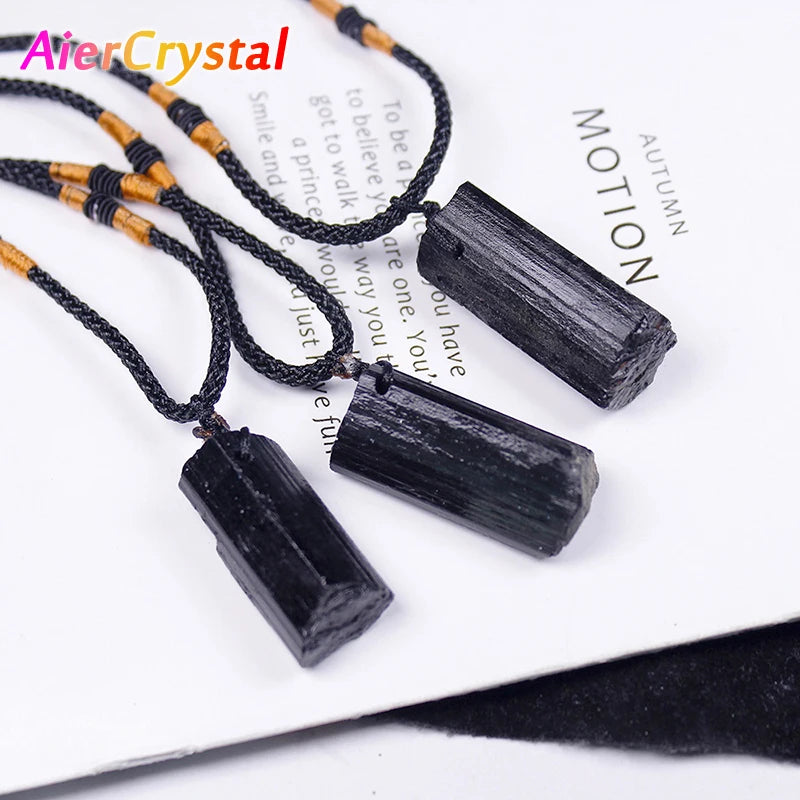Black Tourmaline Pendant – Rough Natural Stone Healing Necklace - Image 5