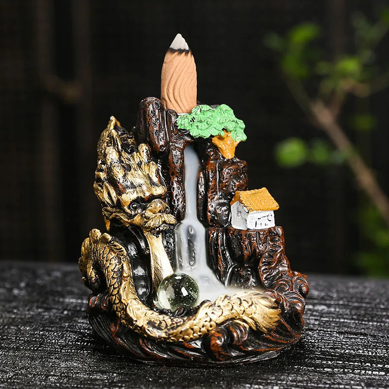 High Mountain Flowing Water Reflux Incense Burner – Bergamot Dragon Indoor Aroma Diffuser & Decorative Craft - Image 5