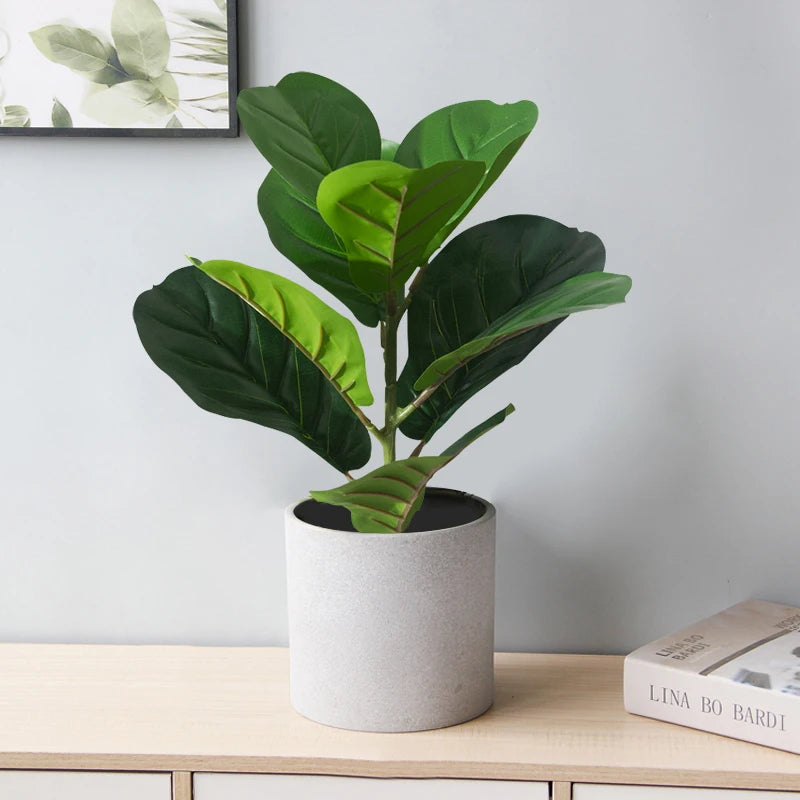 38cm Artificial Ficus Tree Branch – Faux Fiddle Leaf & Banyan Foliage for Home & Office Decor - Image 2