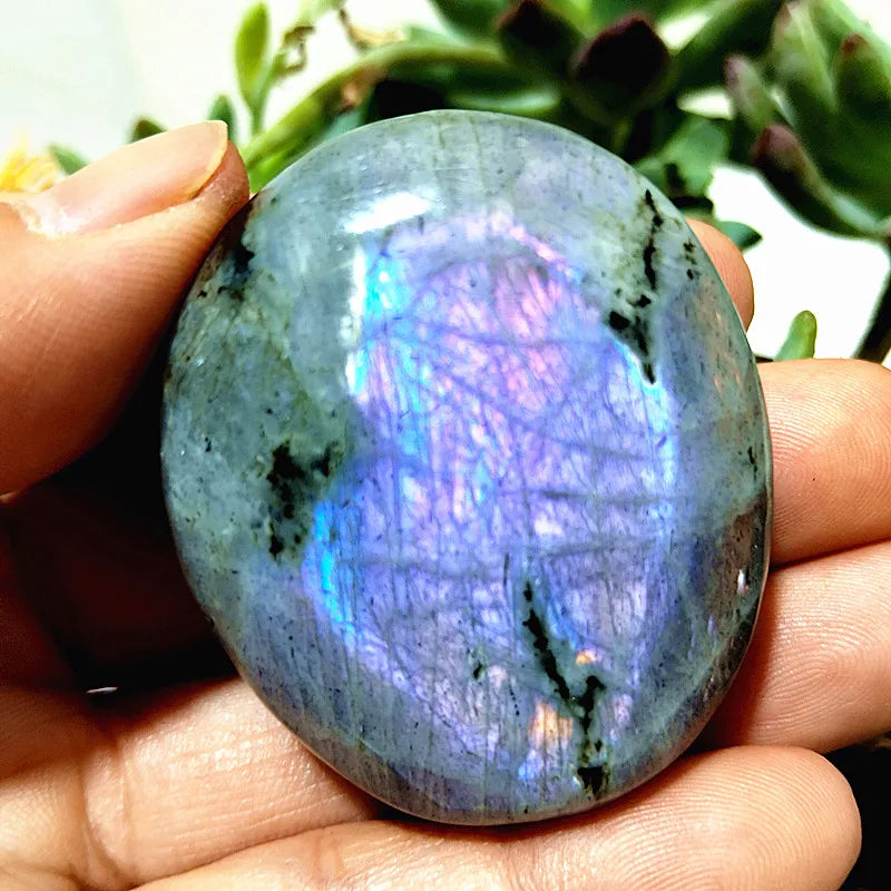 Natural Purple & Yellow Labradorite Crystal Palm Stone – Chakra Healing Gemstone for Meditation & Decor - Image 25