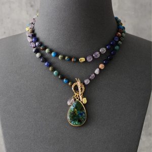 Healing Crystal Teardrop Pendant Necklace