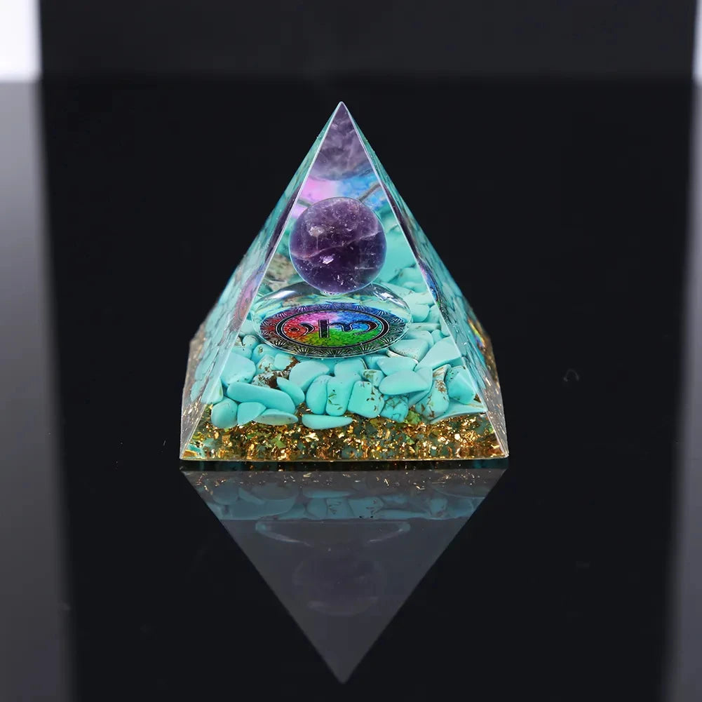 Crystal Stone Orgone Pyramid – Energy Generator with Natural Amethyst & Peridot for Reiki, Chakra & Room Decor - Image 17