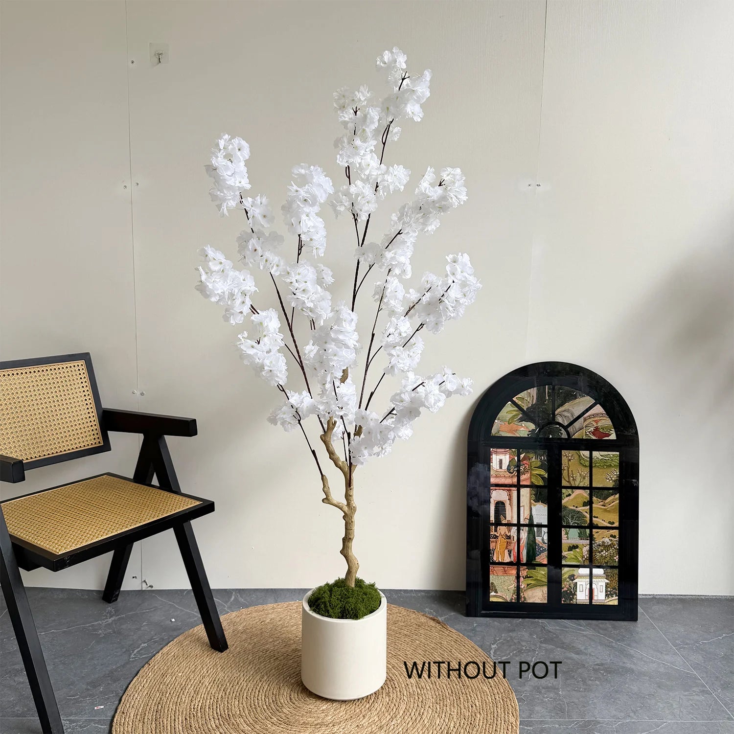 100–220cm Artificial White Cherry Blossom Tree – Faux Silk Leaves with Natural Trunk for Home & Wedding Decor - Image 4