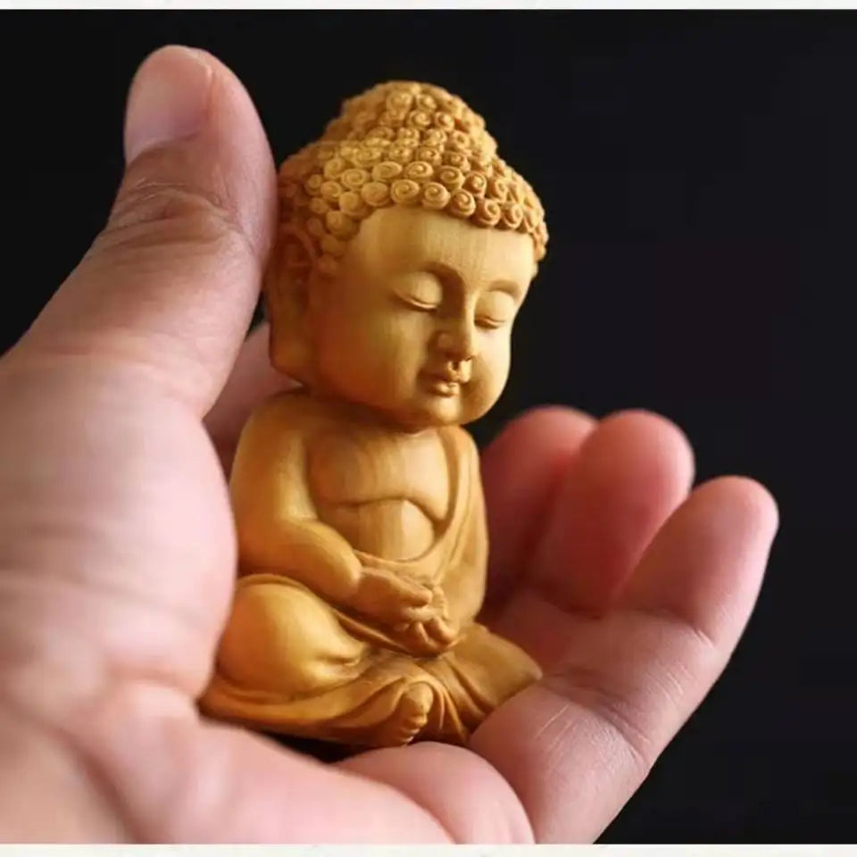 Miniature Woodcarving Baby Buddha Interior Accessories - Image 3