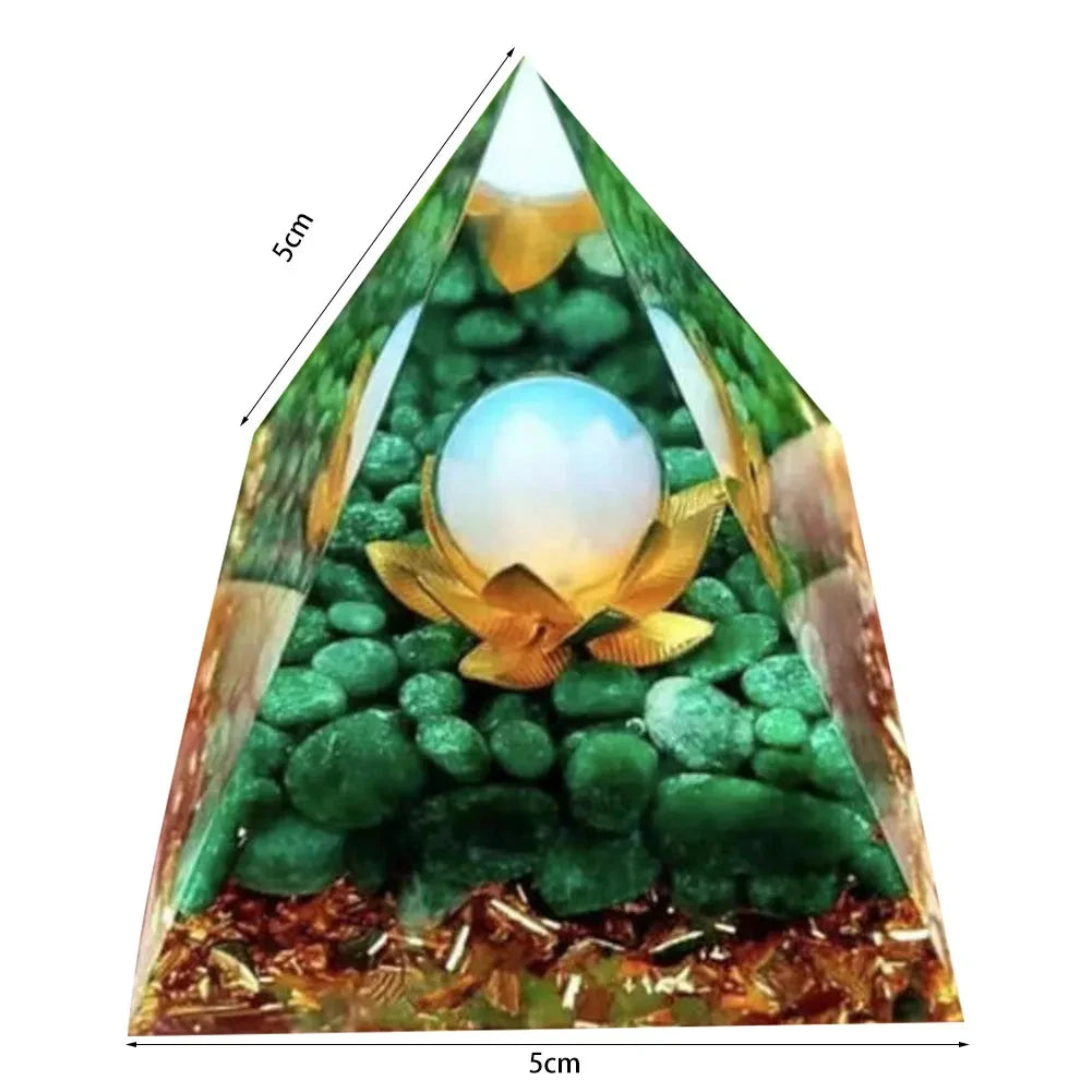 Crystal Stone Orgone Pyramid – Energy Generator with Natural Amethyst & Peridot for Reiki, Chakra & Room Decor - Image 7