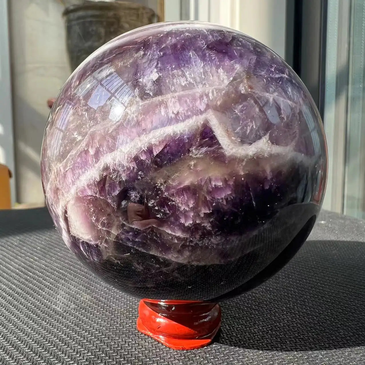 8.5cm Natural Dream Amethyst Sphere – Polished Crystal Ball for Reiki Healing & Room Decor - Image 5