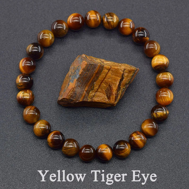 5A Natural Tiger Eye Bead Bracelet – Soul Healing & Protection Crystal Jewelry for Men & Women