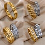 3PCS/Set Fashion Chic Twist Cuff Bracelets – Waterproof Stainless Steel Stackable Bangles for Women & Men