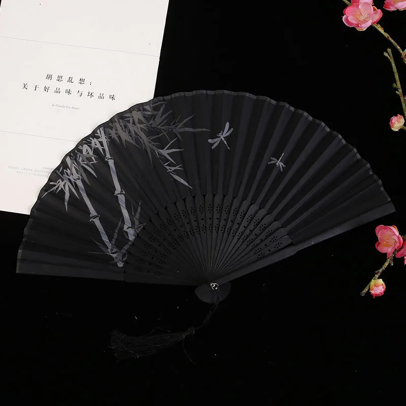 Bamboo Folding Fan Silk Chinese Fan Hand Women - Image 17