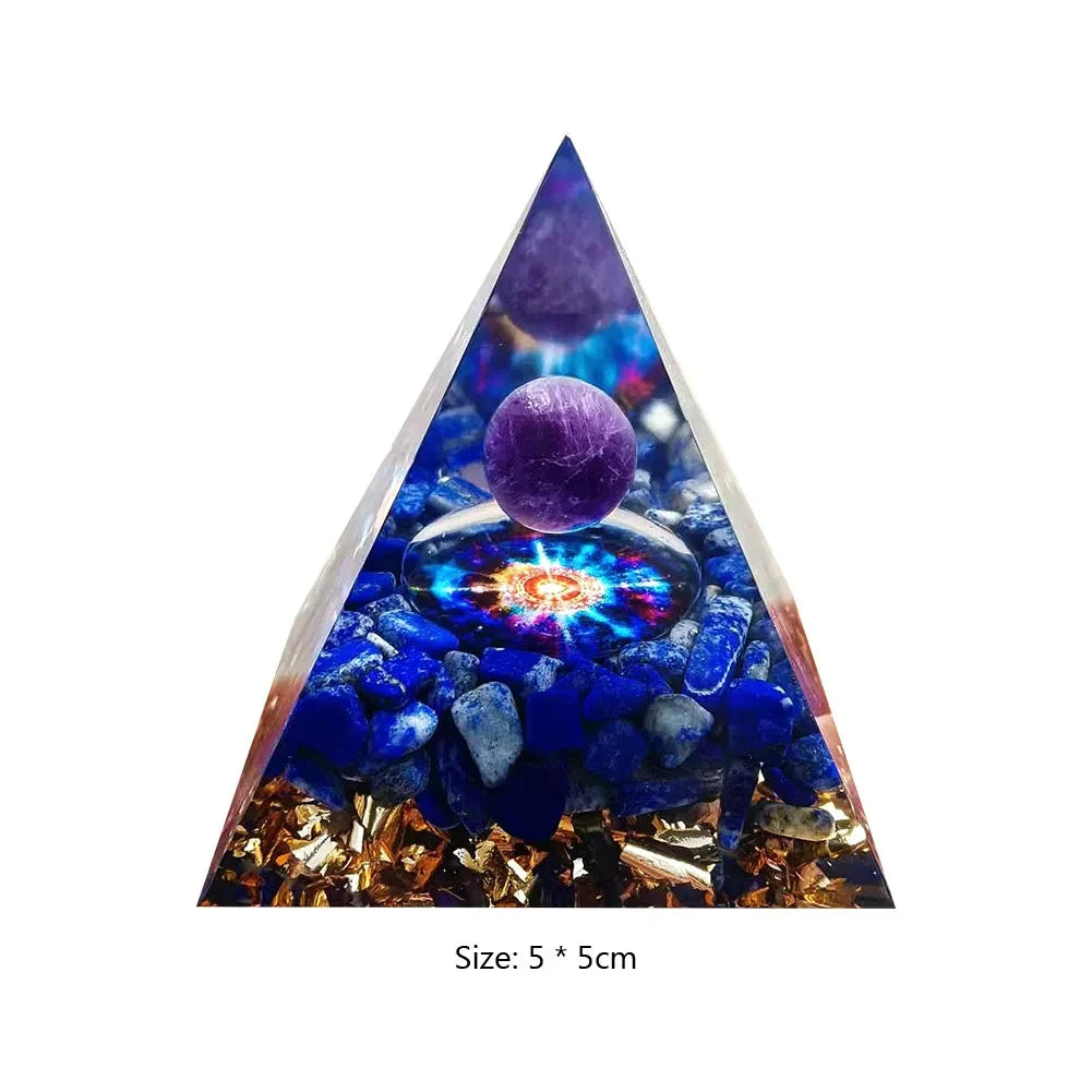 Crystal Stone Orgone Pyramid – Energy Generator with Natural Amethyst & Peridot for Reiki, Chakra & Room Decor - Image 32