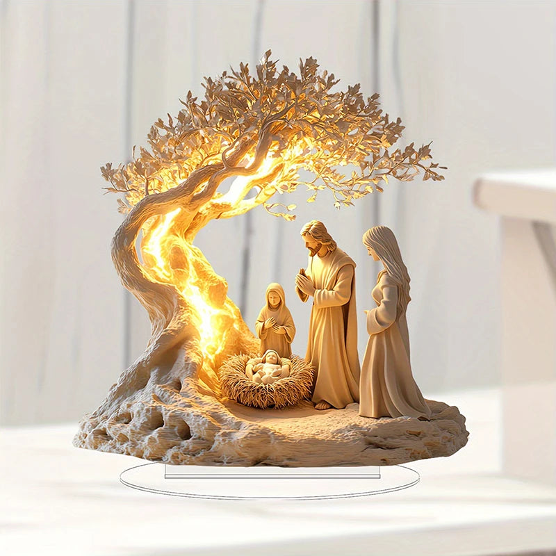 2025 Desktop Family Statue – Jesus Tree of Life Newborn Acrylic Ornament for Home Decor - Image 5