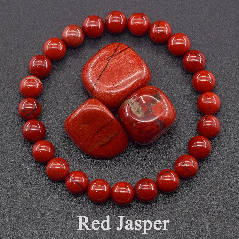Natural Red Jasper Prayer Bead Bracelet – Stretch Rosary Jewelry for Men & Women