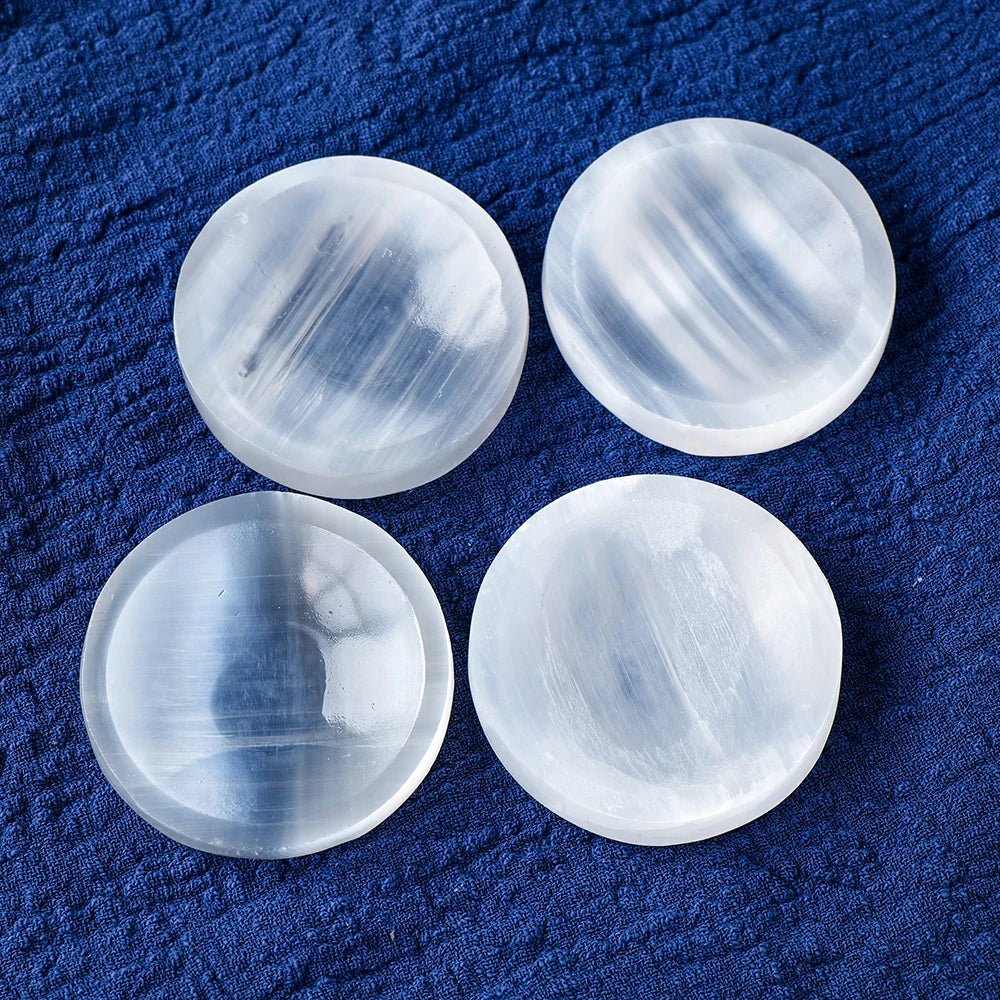 Natural Selenite Plate Round Crystal Bowl for Reiki Healing - Image 4