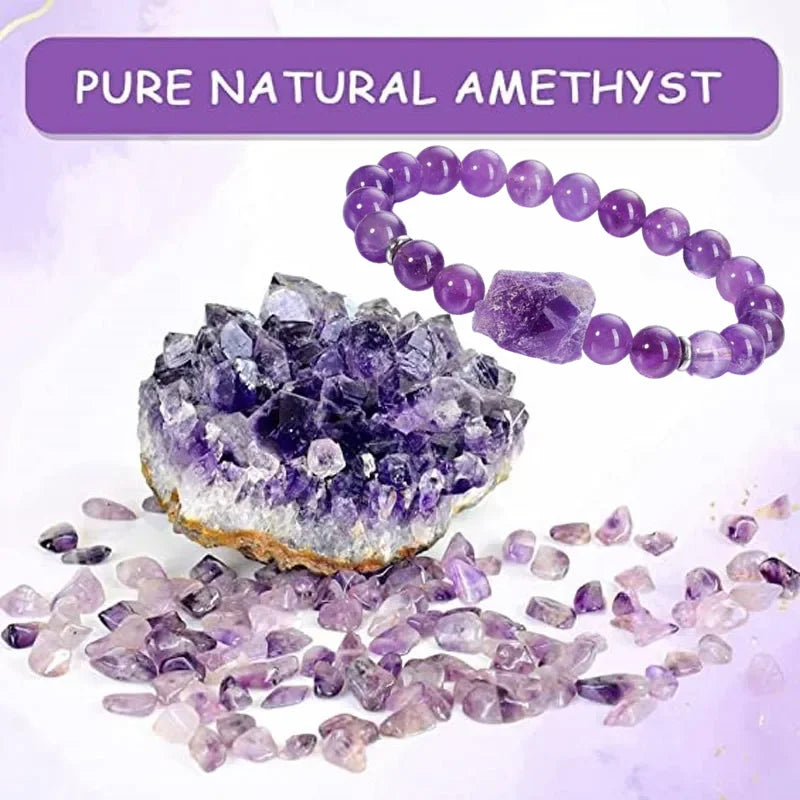 Natural Amethyst Quartz Beaded Bracelet – Wellness & Yoga Jewelry for Women - Image 3